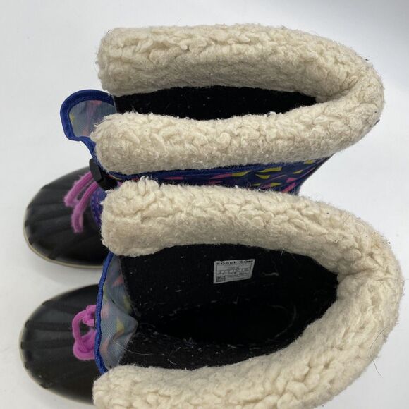 Sorel Yoot Pink Purple geometric Insulated Waterproof Duck Snow Boots Size 5‎ - Picture 4 of 10